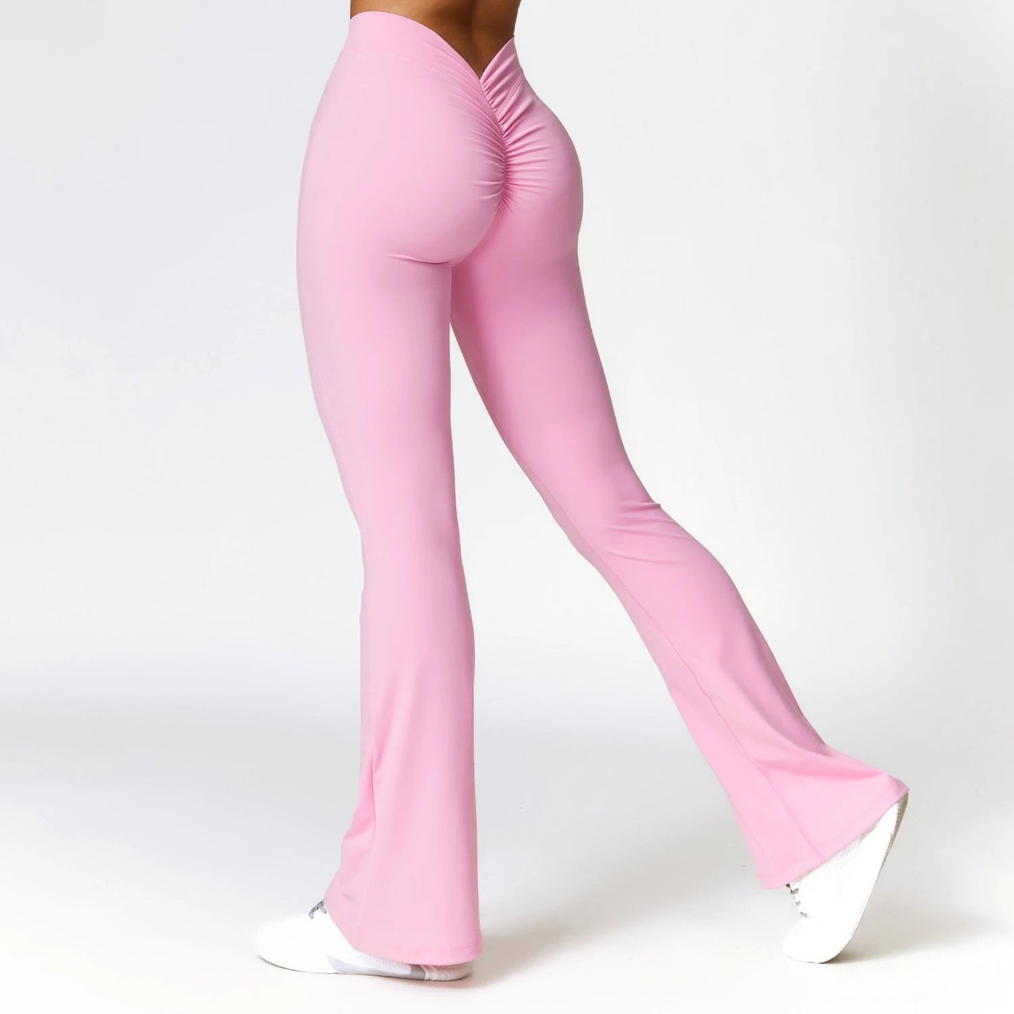 High-waist Quick-drying Fitness Sports Wide Legs Bootcut Trousers by GJG Denim
