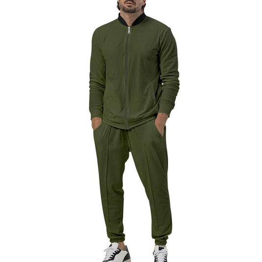 Casual Zipper Long Sleeve Men's Coat Trousers Suit by GJG Denim