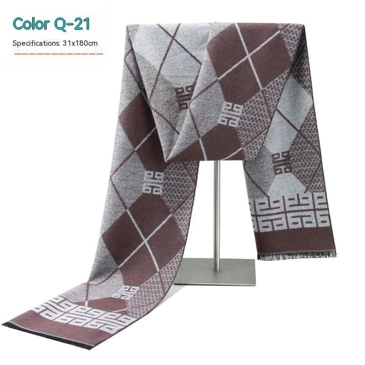 Men's Striped Winter Warm Artificial Cashmere Scarf For Men by GJG Denim