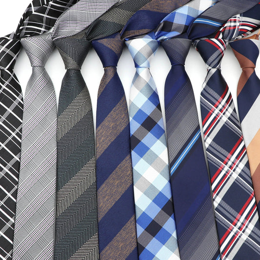 Men's 6cm Casual Ties Skinny Tie Fashion Polyester Plaid by GJG Denim