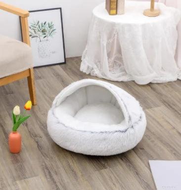 2 In 1 Dog And Cat Bed Pet Winter Bed Round Plush Warm Bed House Soft Long Plush Pets Bed Pet Products by GJG Denim