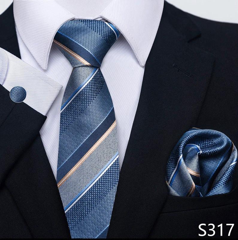 Men's Creative All-match Business Formal Wear Tie Scarf Cufflink Set by GJG Denim