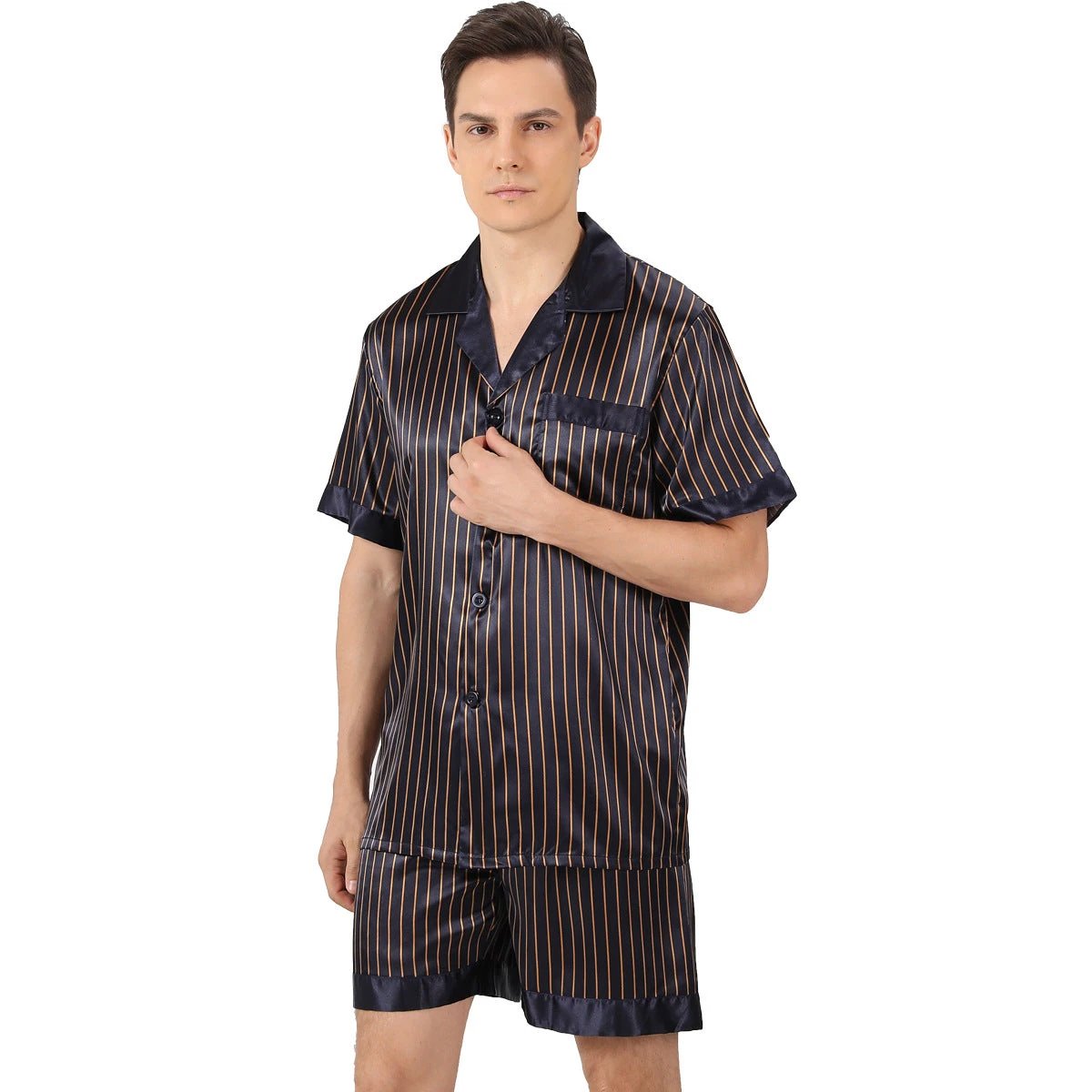 Men's Printed Short-sleeved Shorts Pajama Set by GJG Denim