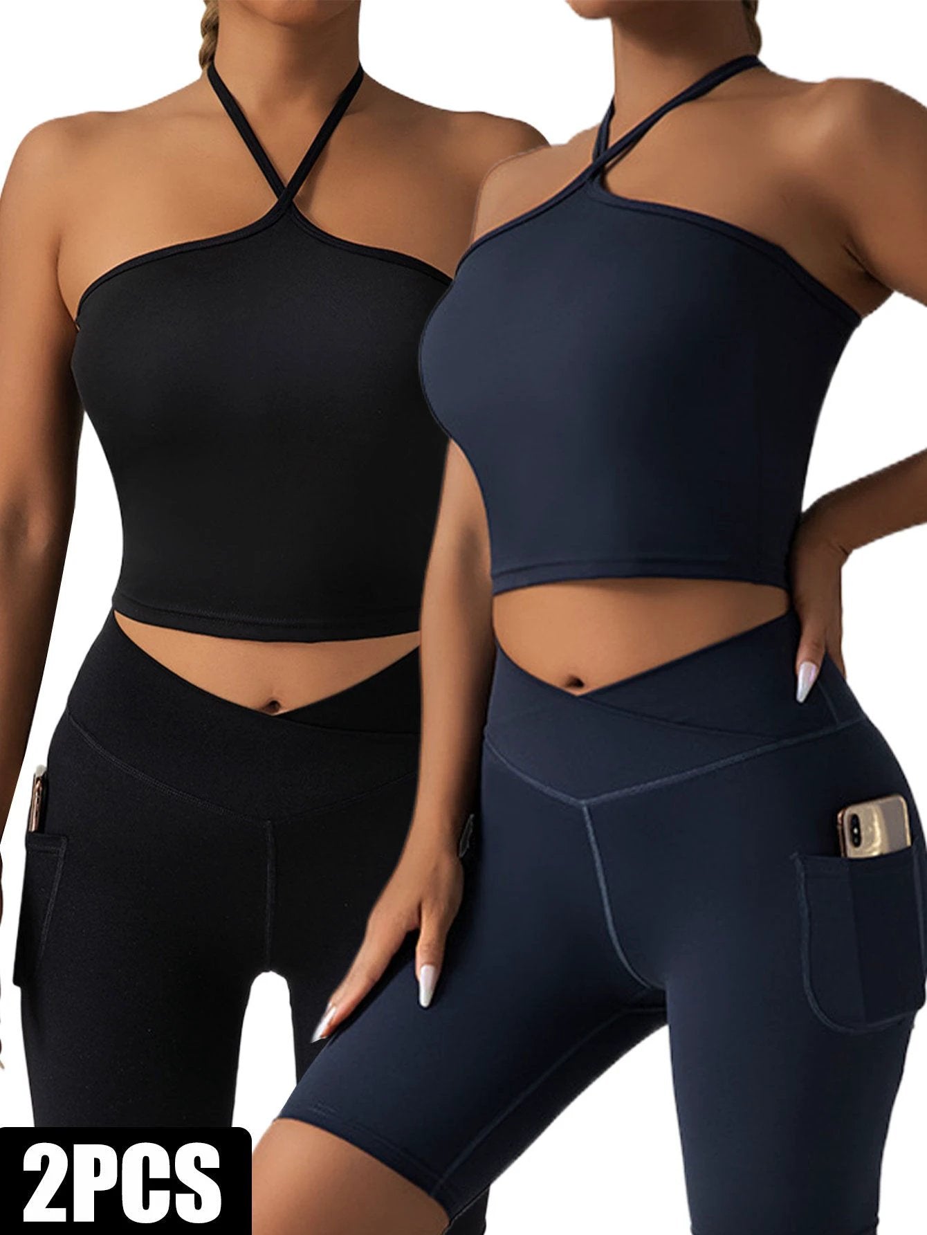2 Pieces Sports Bra Athletic Running Sports Bra by GJG Denim