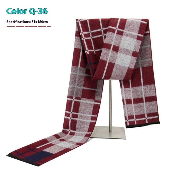 Men's Warm Cashmere-like Striped Scarf by GJG Denim