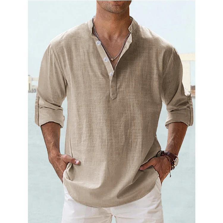 Men's Casual Cotton Linen Loose Shirts by GJG Denim