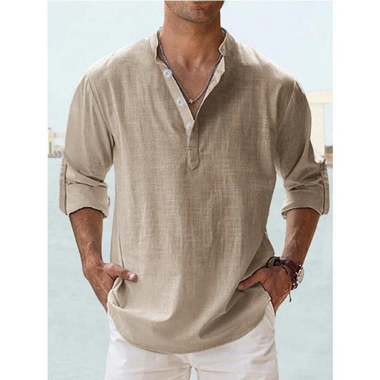 Men's Casual Cotton Linen Loose Shirts by GJG Denim