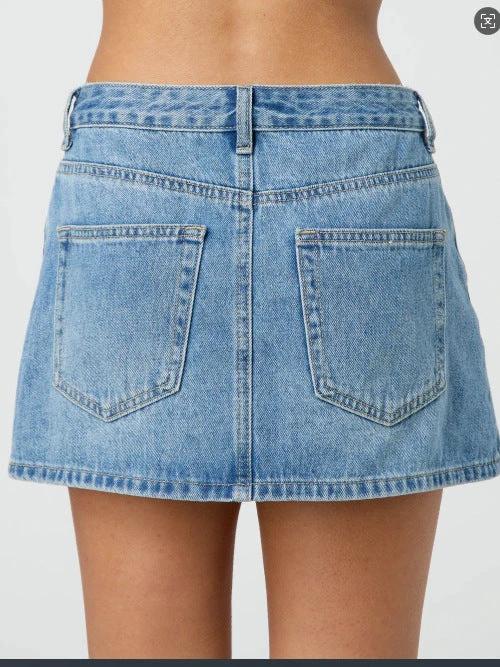 Casual Stretch Washed Denim Short Skirt For Women by GJG Denim