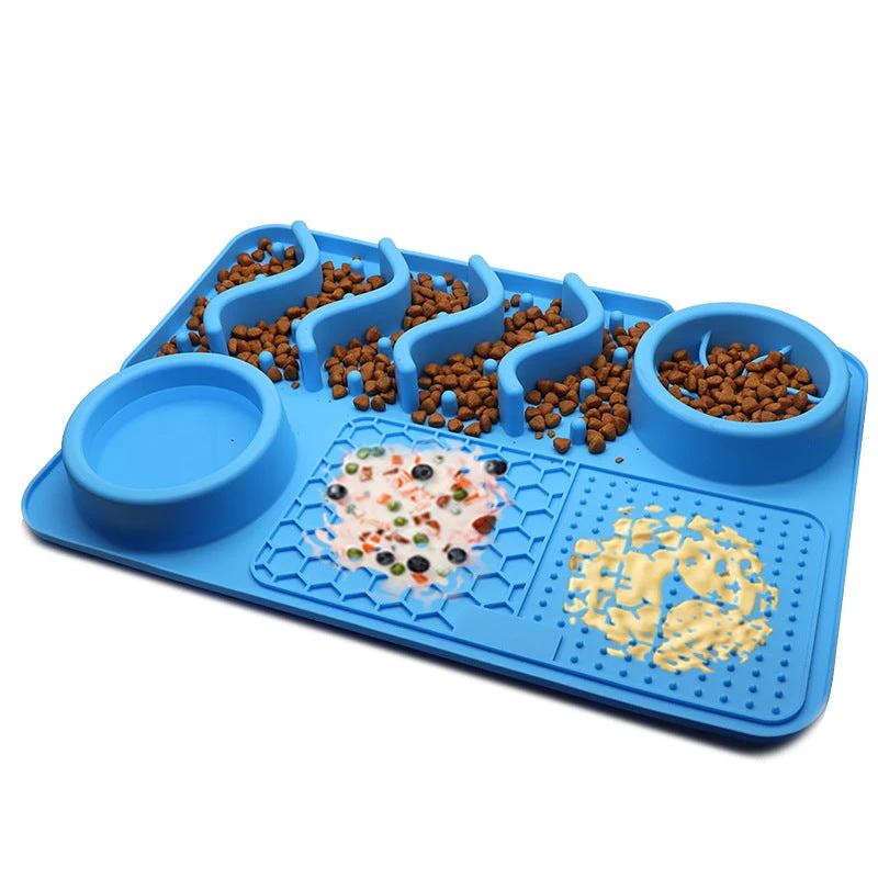 Dog Silicone Licking Pad Pet Licking Mat Silicone Smelling Mat Multifunctional Food Bowl Pets Supplies by GJG Denim