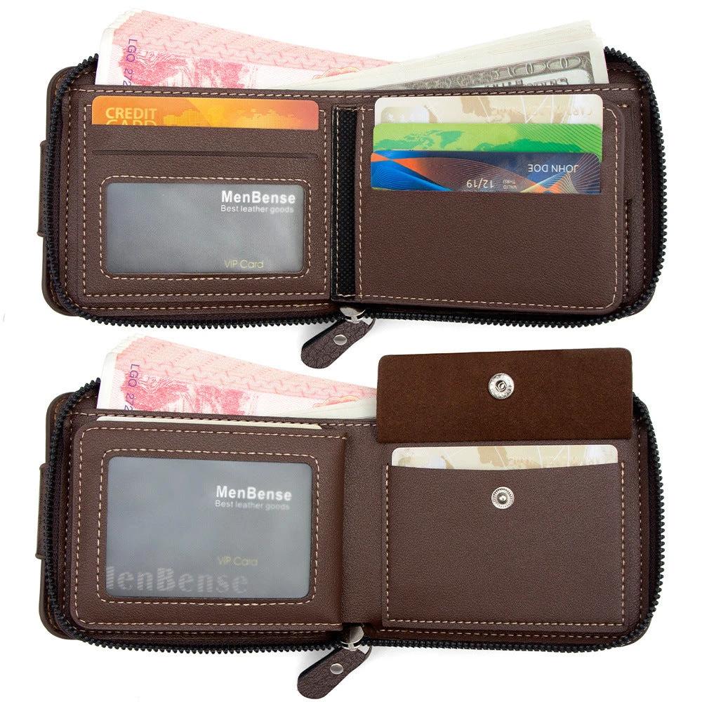 Multifunctional Multiple Card Slots Zipper Wallet For Men by GJG Denim