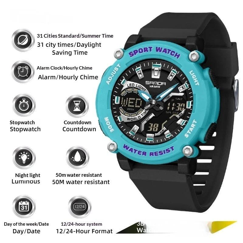 Men's Dual-display Luminous Chronograph Watch For Hiking by GJG Denim