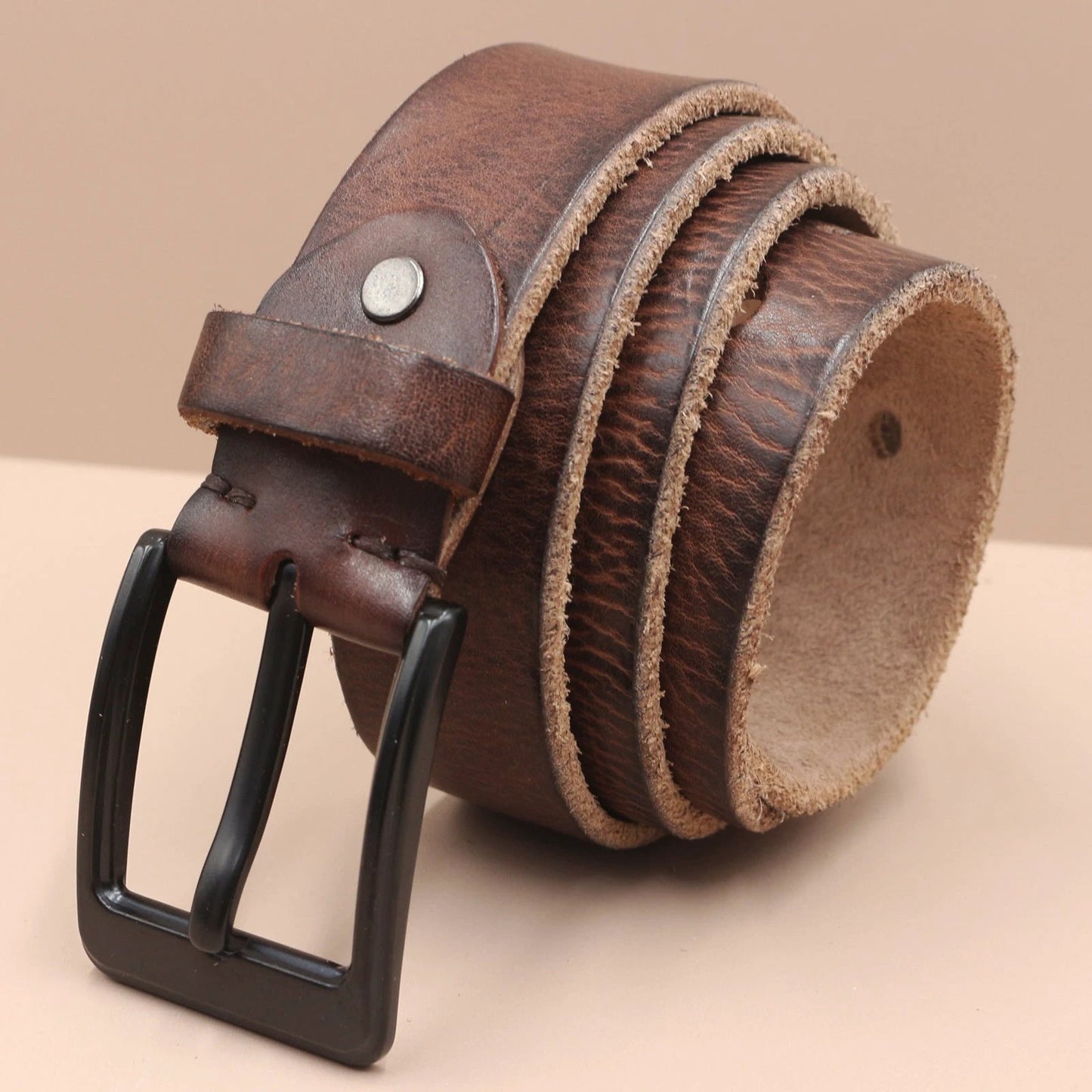 Top Layer Leather Pin Buckle Men's Belt by GJG Denim