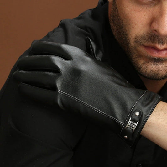 Men's Thick Fleece-lined Warm Touch Screen Gloves by GJG Denim