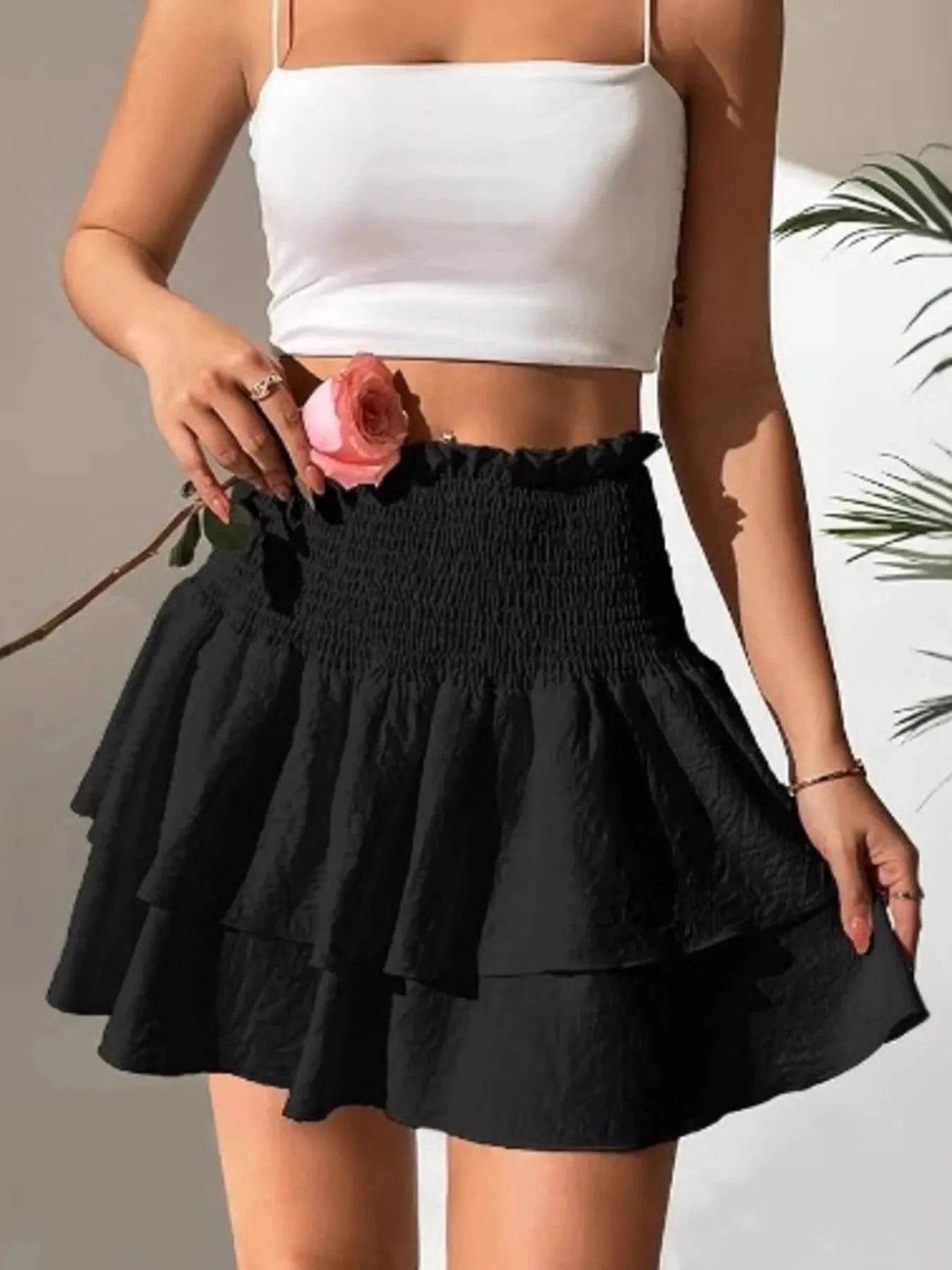 Smocked Layered Mini Skirt by Lady Ros
