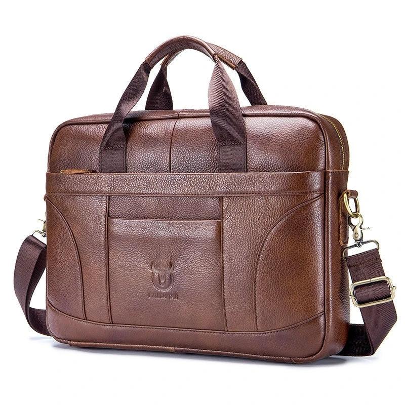 Full-grain Leather Large-capacity Men's Briefcase by GJG Denim