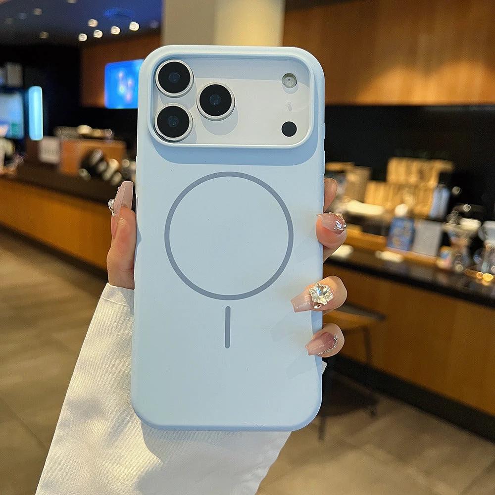 Simple Large Hole Fine Circle Silicone Magnetic Phone Case by GJG Denim
