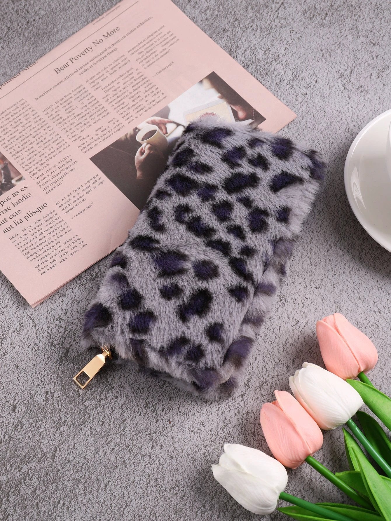 Creative Plush Coin Purse Fashion Leopard Print by GJG Denim