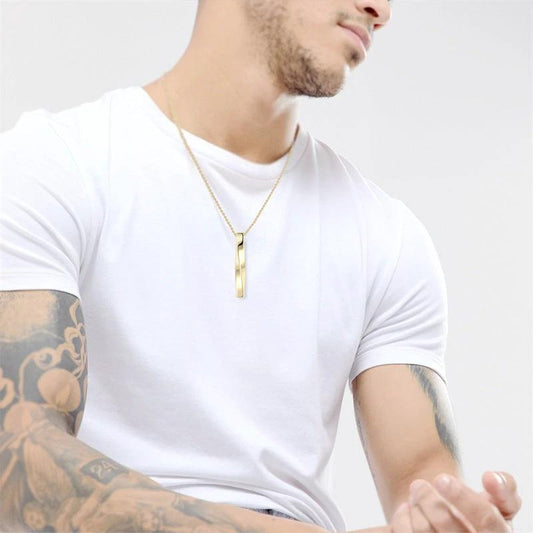 Titanium Steel Long Bar Shape Necklace For Men by GJG Denim
