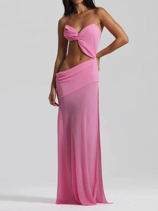 Solid-color Slim-fit Tube Top High-waist Maxi Dress by GJG Denim