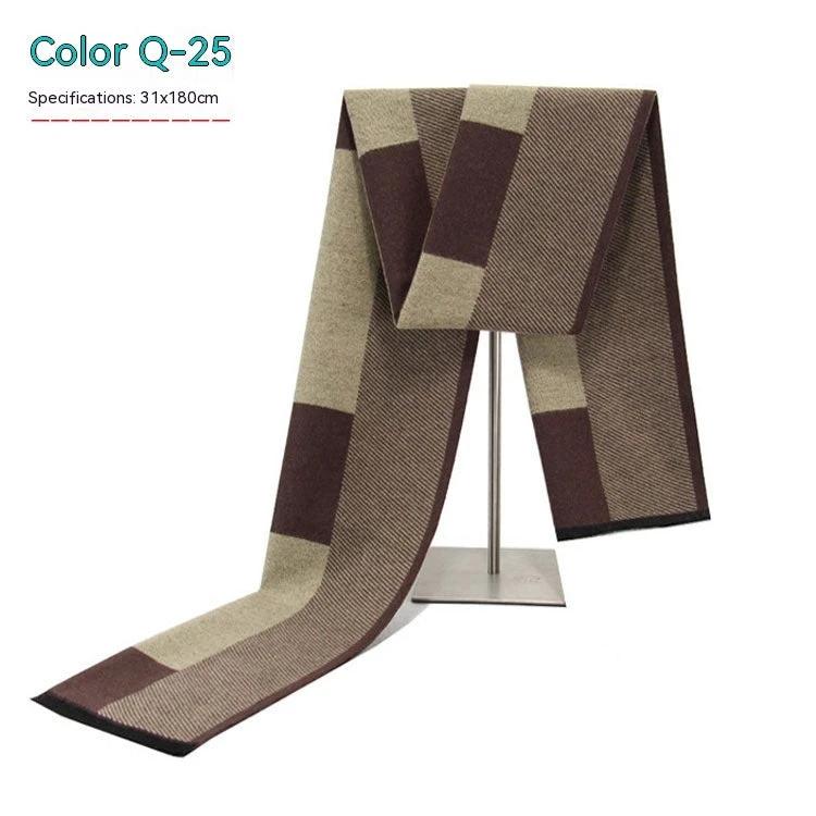 Men's Striped Winter Warm Artificial Cashmere Scarf For Men by GJG Denim
