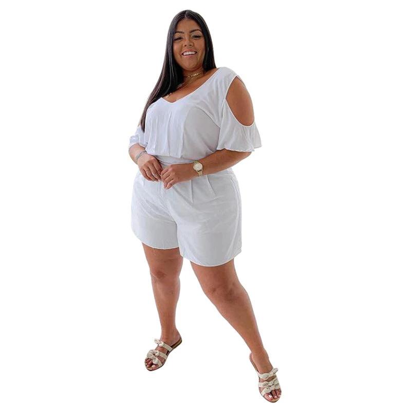 Women's Solid Color All-match Casual Loose Large Size Jumpsuit by GJG Denim