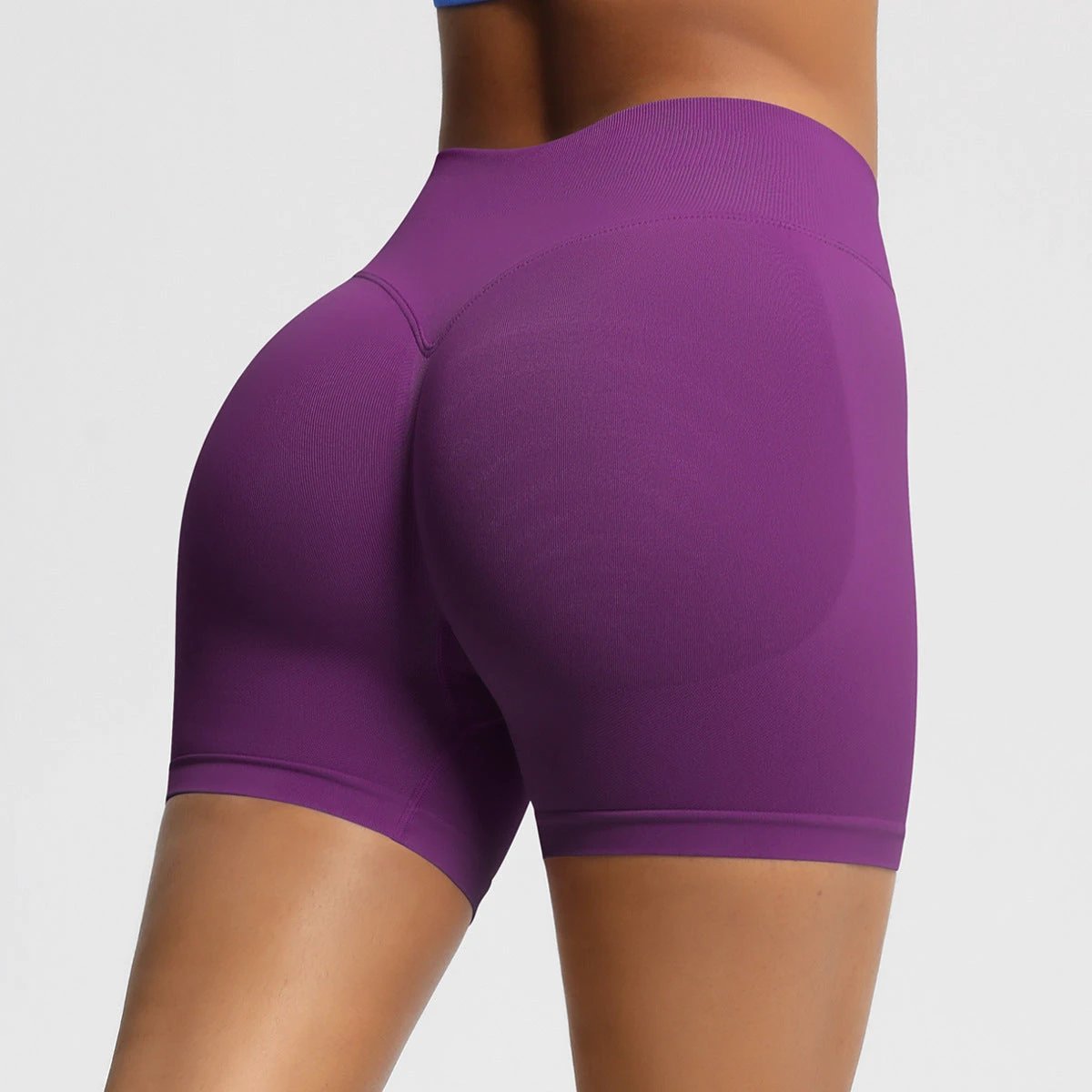 Seamless Three-section Waist Fitness Shorts Women's High Top Sports Yoga Shorts by GJG Denim