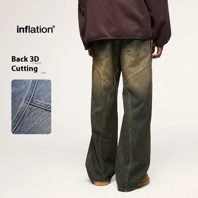 Men's Washed Wide Leg Jeans by GJG Denim