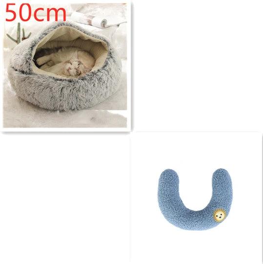 2 In 1 Dog And Cat Bed Pet Winter Bed Round Plush Warm Bed House Soft Long Plush Pets Bed Pet Products by GJG Denim