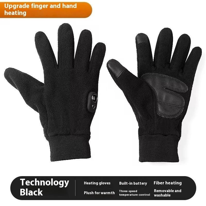 Men's Warm Thick Windproof Electric Heating Gloves by GJG Denim