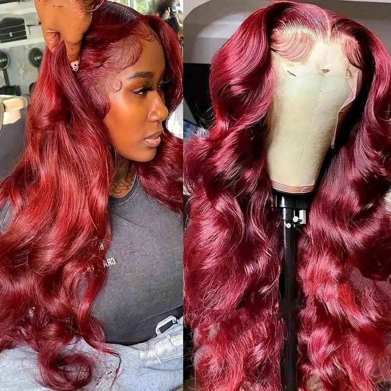 Wine Red Wig Hot Sale Front Lace by GJG Denim