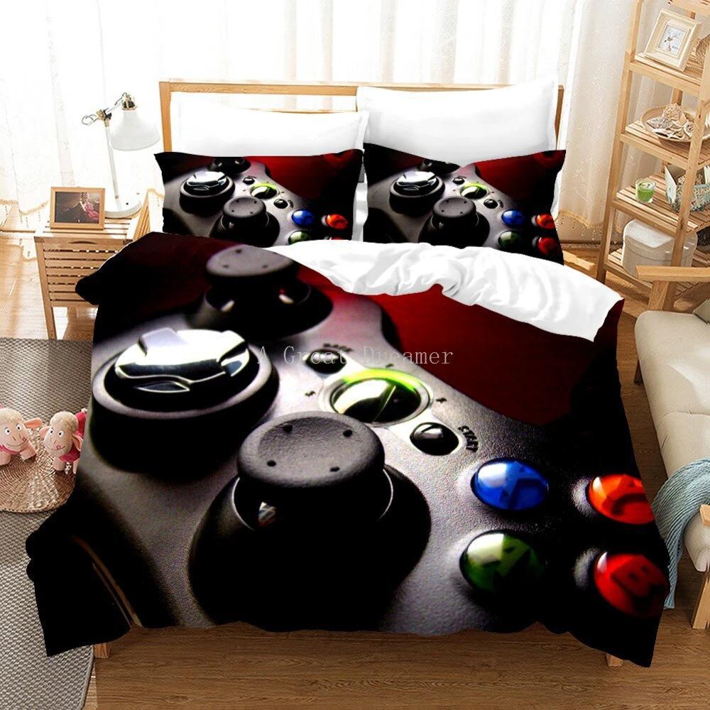 Game Controller Pattern Printed Bedding Duvet Cover Three-Piece Set by GJG Denim