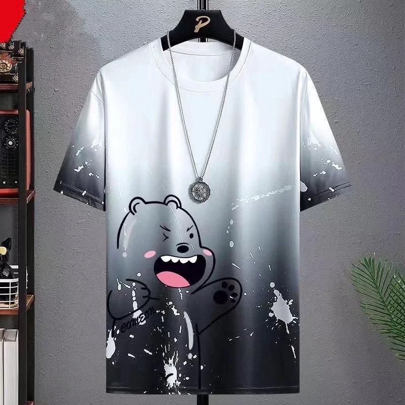 Gradient Half-length Sleeve Versatile Casual T-shirt For Men by GJG Denim