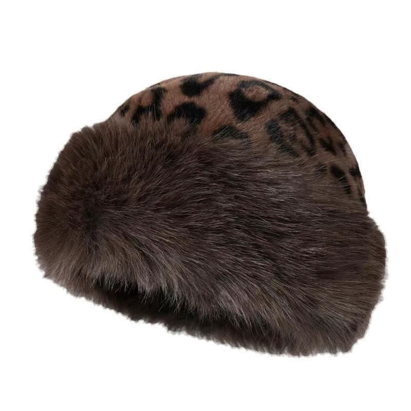 Leopard Print Mongolian Hat For Women by GJG Denim