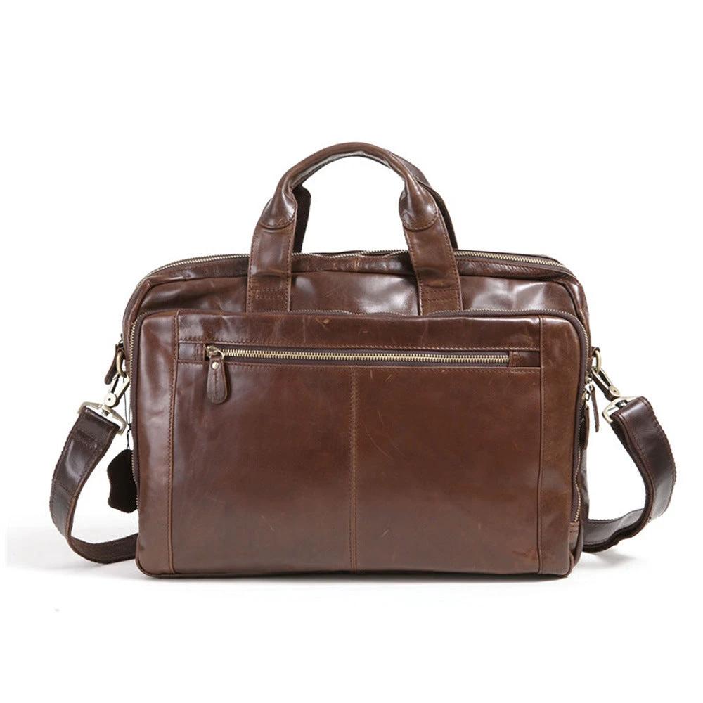 Men's First Layer Cowhide Business Briefcase by GJG Denim