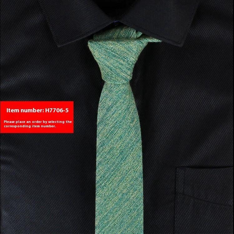 Solid Color Narrow Cotton Men's 6cm Tie by GJG Denim