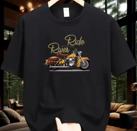 Men's Motorcycle Pattern Printed T-shirt by GJG Denim