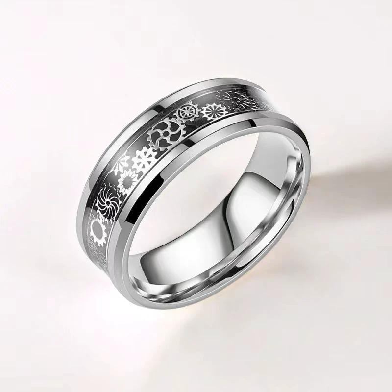 Men's Wide Titanium Steel Plain Ring by GJG Denim