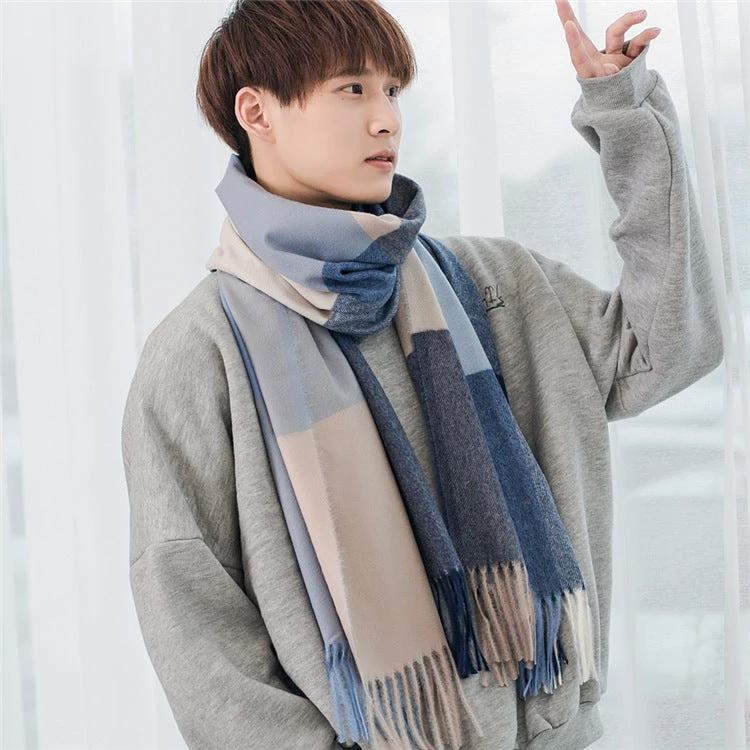 Warm Tassel Plaid Bristle Scarf by GJG Denim