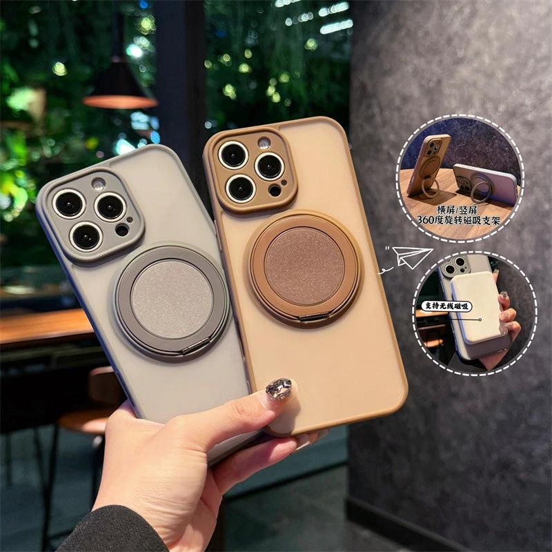 Skin-sensitive Magnetic Rotating Bracket Frosted Drop-resistant Phone Case by GJG Denim