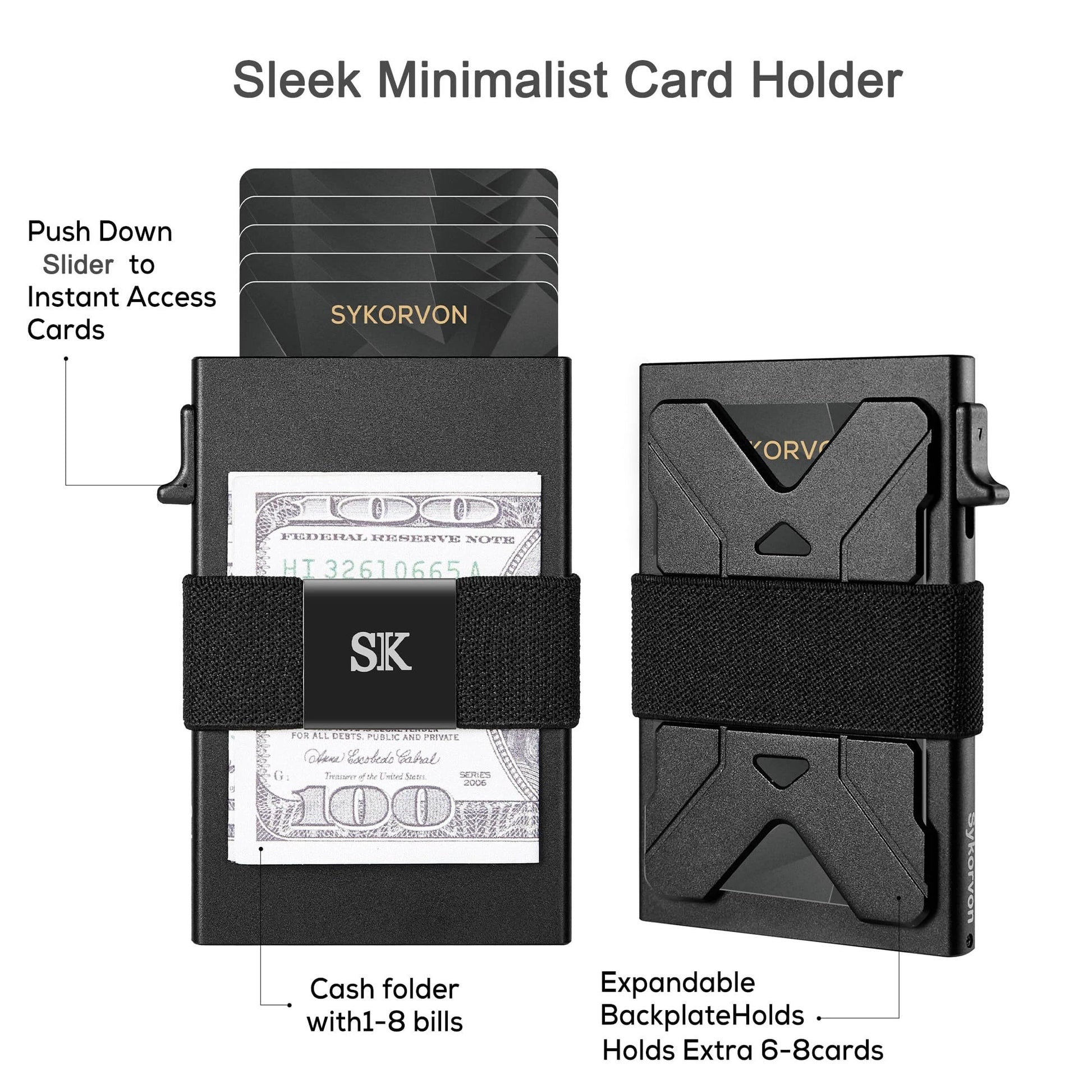 Men's Aluminum Slim Wallet With Money Band, RFID Blocking Holds 12 Cards Plus Cash by GJG Denim