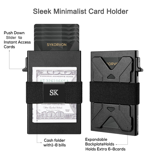 Men's Aluminum Slim Wallet With Money Band, RFID Blocking Holds 12 Cards Plus Cash by GJG Denim