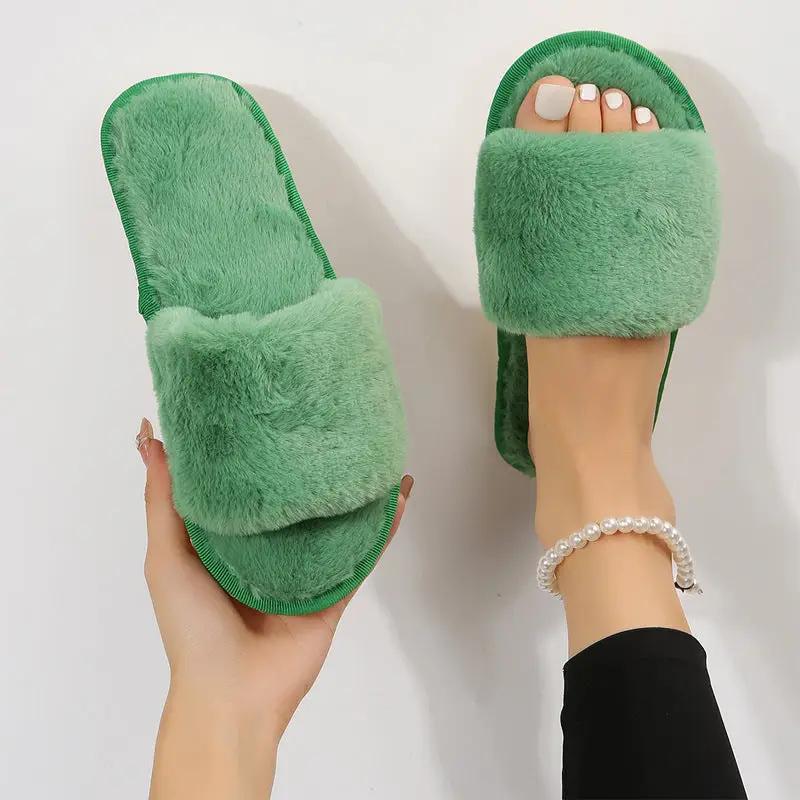Women's Indoor Plush Flat Slippers by GJG Denim