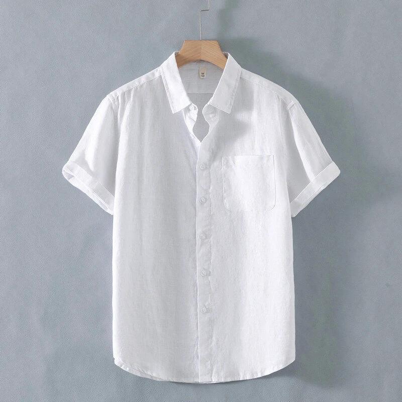 Loose Casual Linen Short-sleeved Shirt by GJG Denim