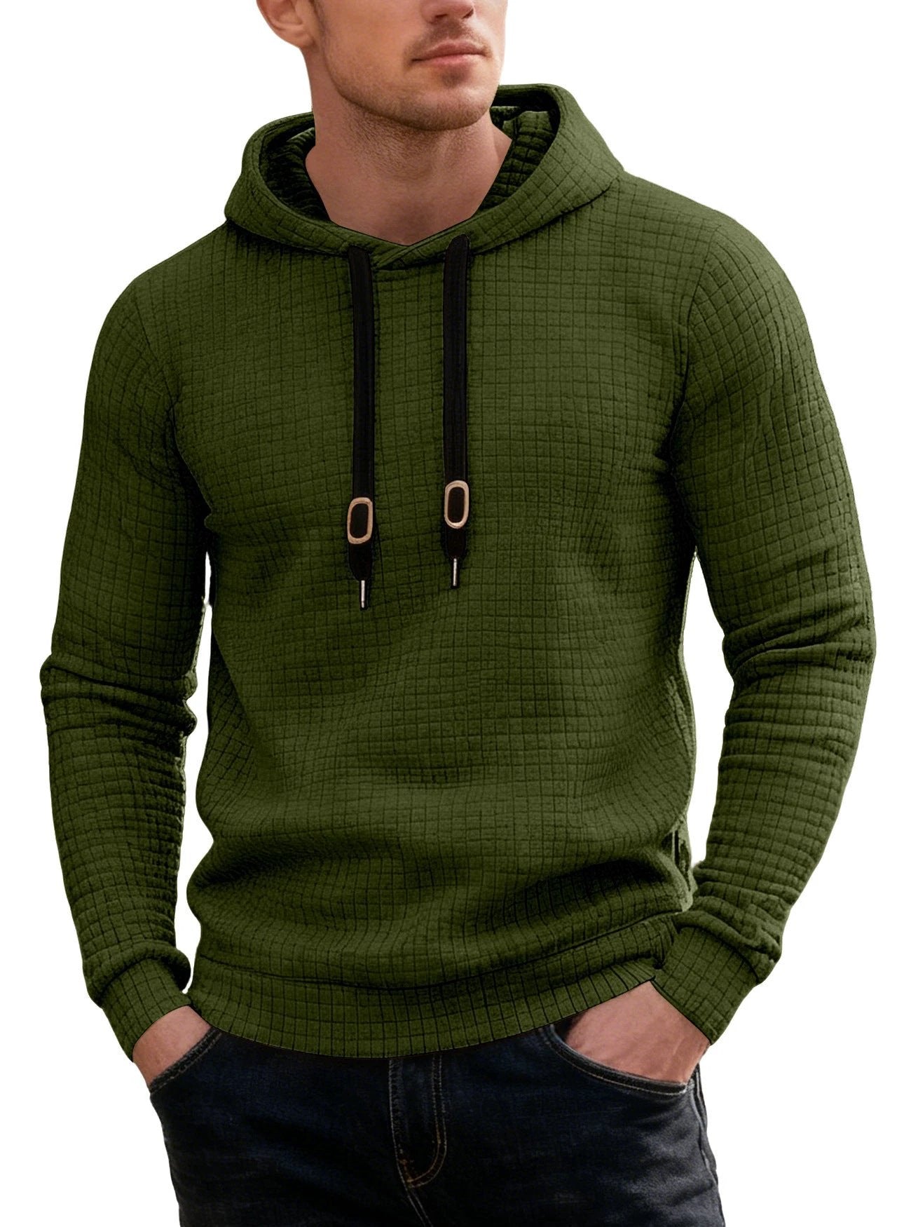 Men's Casual Long-sleeved Hooded Sweatshirt by GJG Denim