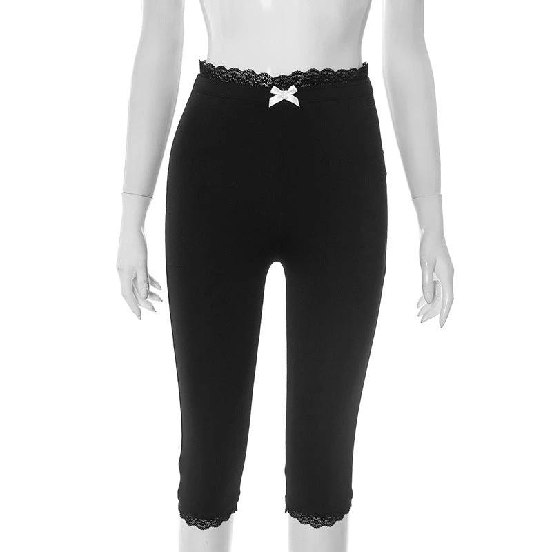 Sexy Lace Leopard Print Cropped Tight Straight-leg Pants by GJG Denim