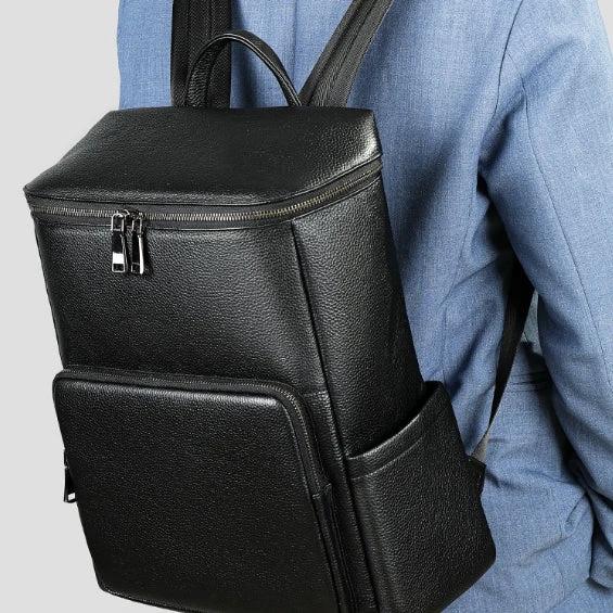 Men's Leather Commuter Casual Laptop Backpack by GJG Denim