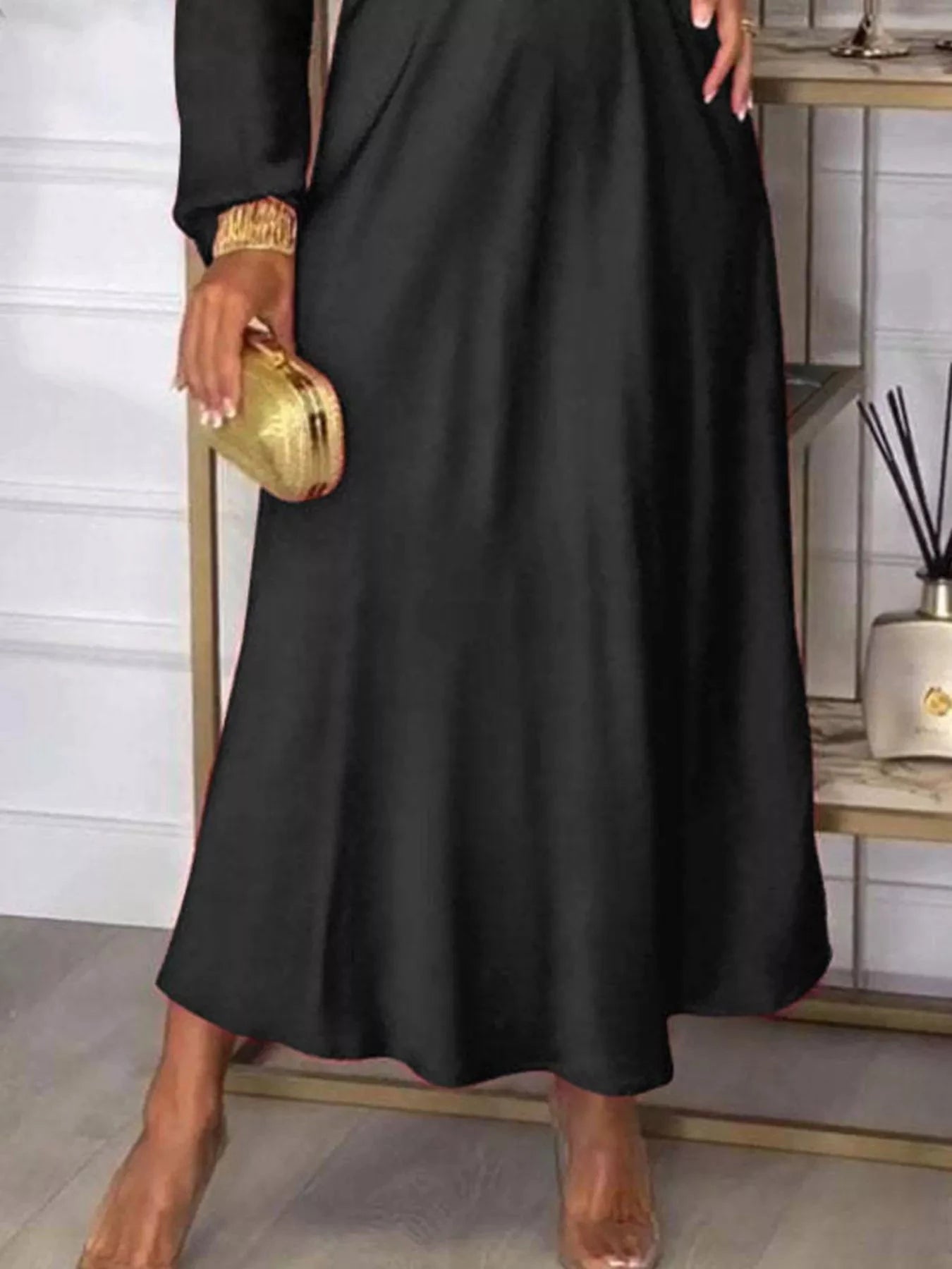 Full Size V-Neck Long Sleeve Midi Dress Plus Size by Lady Ros