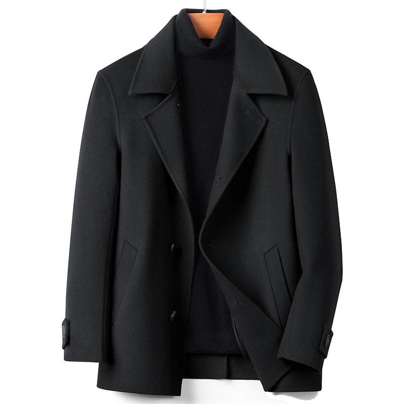 Men's Double-faced Woolen Fashion Coat by GJG Denim