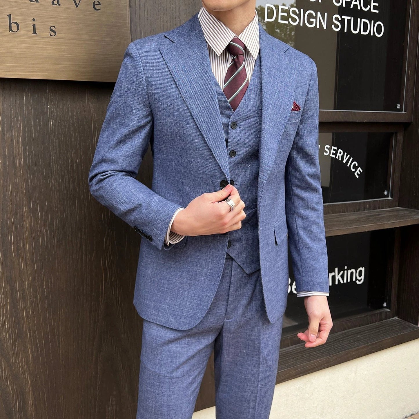 Professional Casual Men's Three-piece Suit Jacket by GJG Denim
