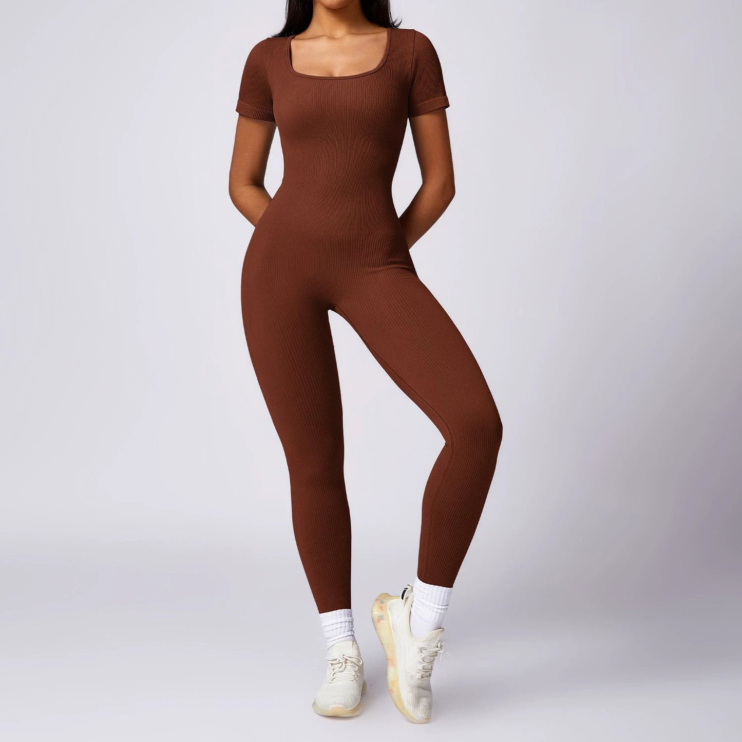 Seamless One-piece Short-sleeved Jumpsuit by GJG Denim